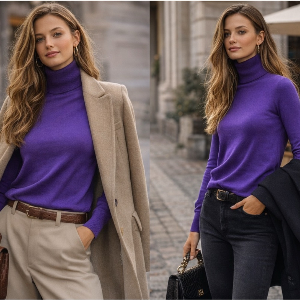 Lauren Ralph Lauren Purple Turtleneck Sweater